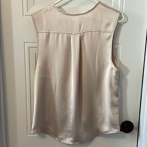 Joie Wrap Front Satin Cream Sleeveless Top - Picture 5 of 6